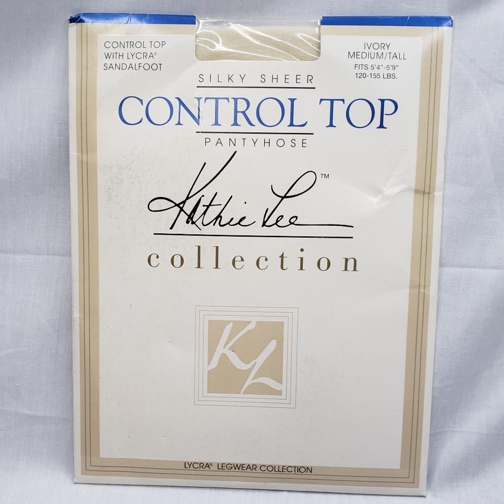 Kathie Lee Collection Silky Sheer Control Top Pantyhose Size Medium/Tall Ivory